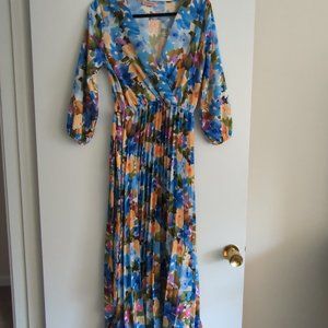 Blue Floral Midi Dress